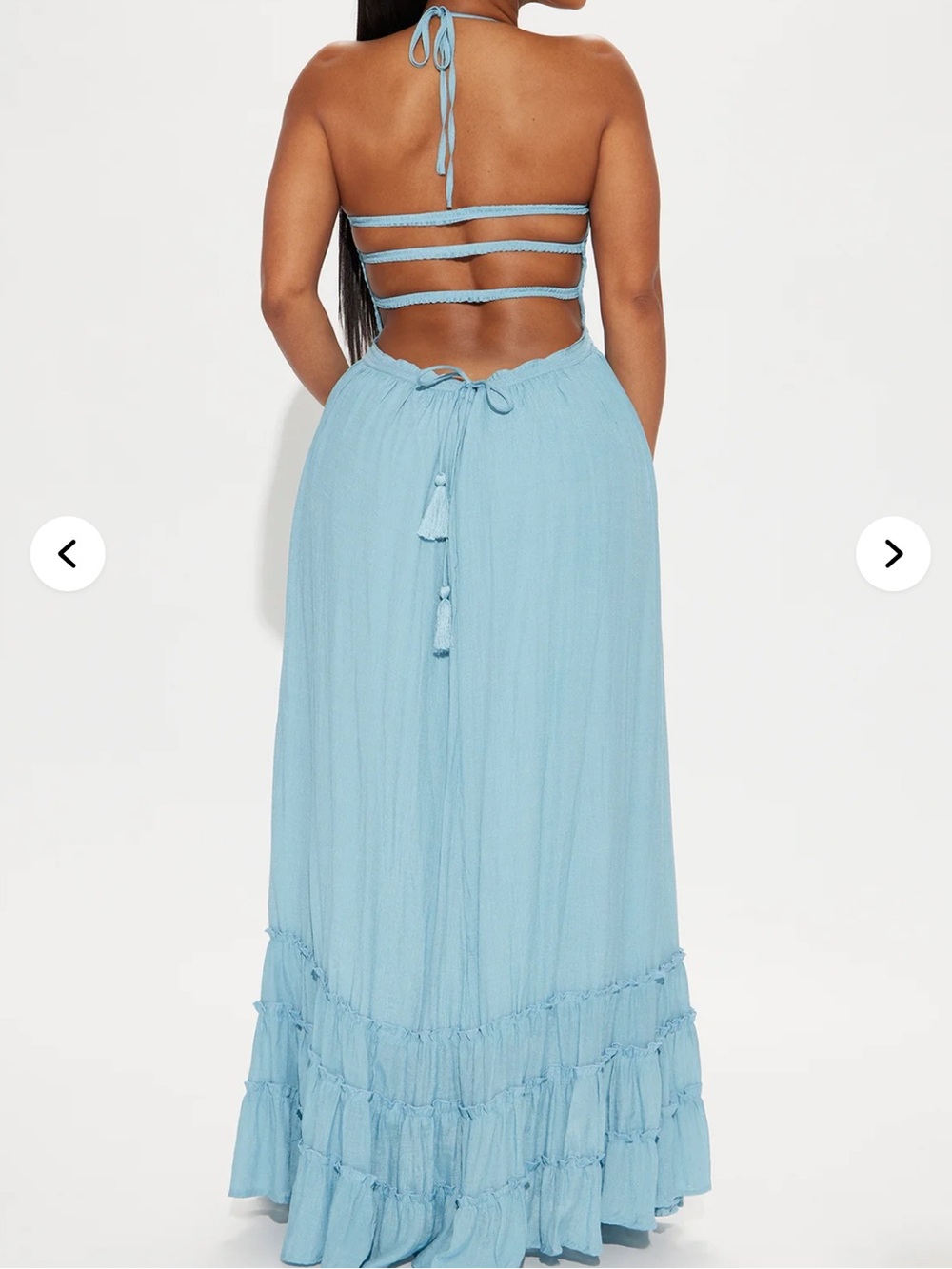 Hayley Halter Smocked Backless Maxi Dress - Blue - Picture 6 of 6